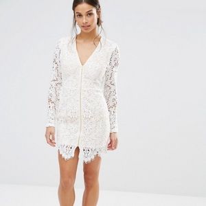 Missguided Zip Front Lace Mini Dress